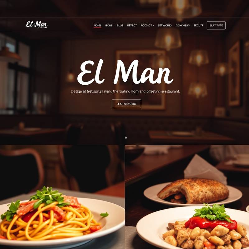 Diseño web moderno y atractivo para el Restaurante El Mar, mostrando fotos de platos deliciosos y un ambiente acogedor